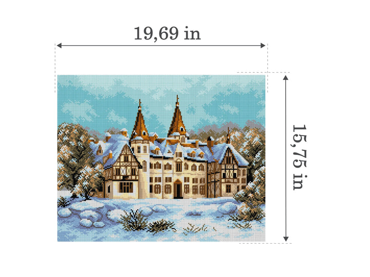Gobelin canvas for halfstitch without yarn Winter Landscape with the Castle 2299M