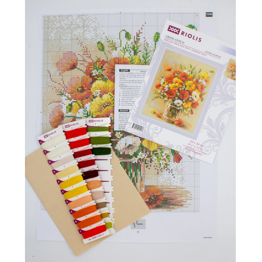 Field Poppies Counted Cross Stitch Kit by Riolis R2306