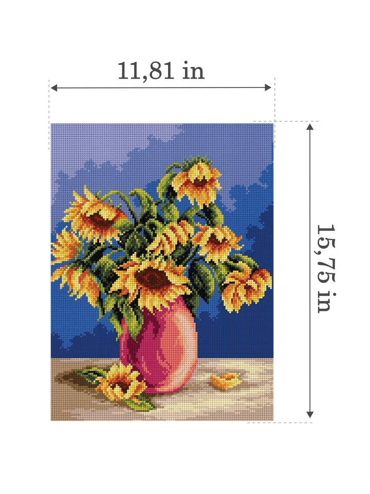 Needlepoint canvas for halfstitch without yarn Bouquet of Sunflowers 2346J - Printed Tapestry Canvas