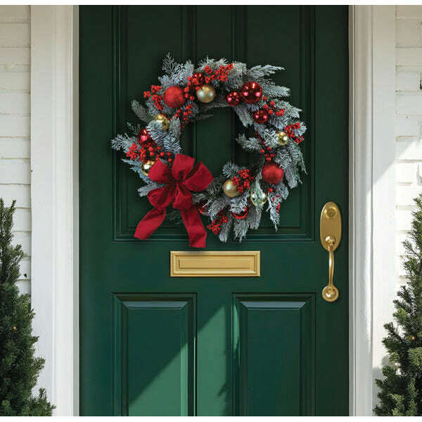 Old World Christmas 24in Holiday Splendor Red and Gold Aspen Wreath