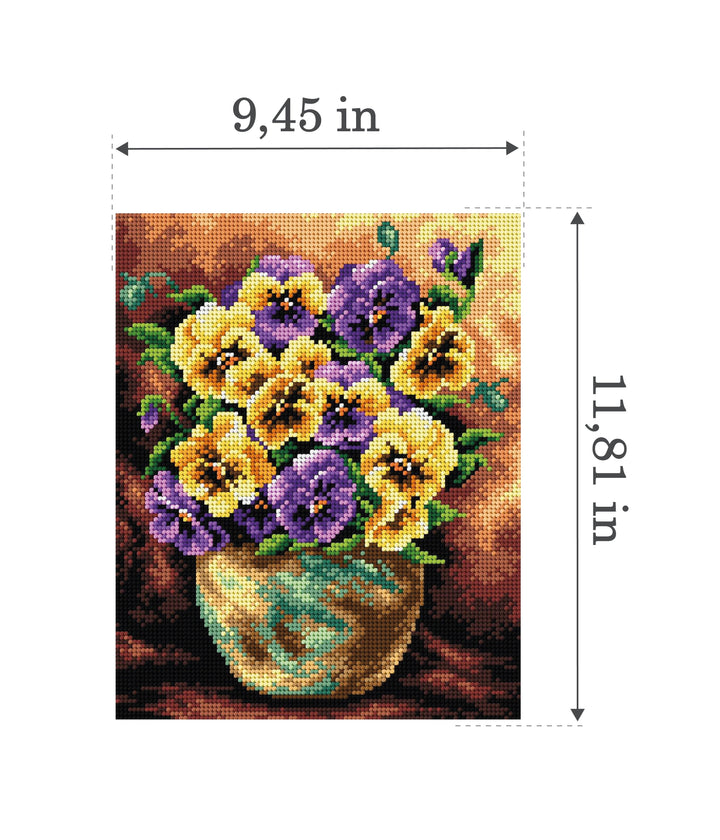Gobelin canvas for halfstitch without yarn Bouquet of Pansies 2403H