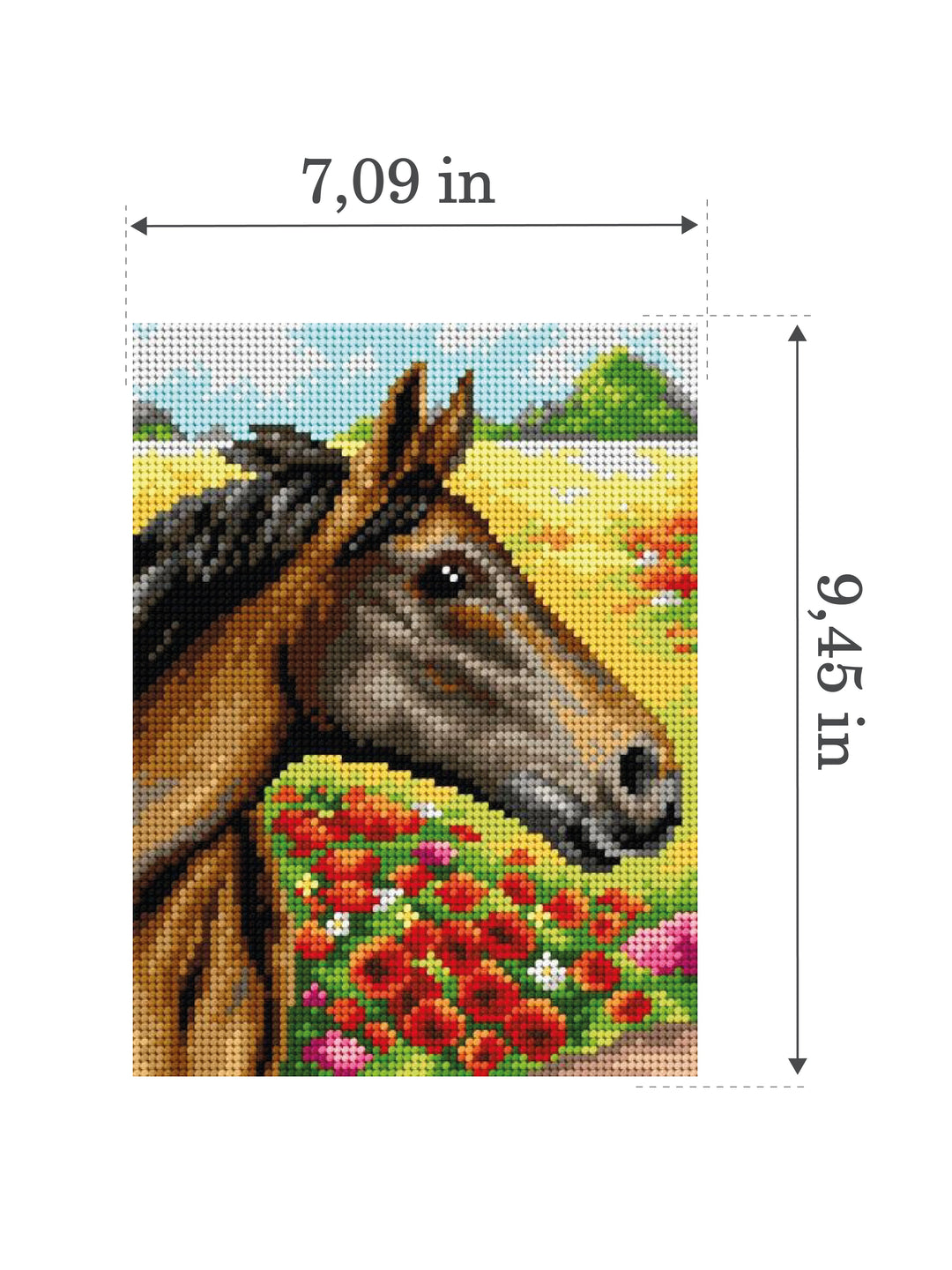Needlepoint canvas for halfstitch without yarn Horse on a Meadow 2431F - Printed Tapestry Canvas