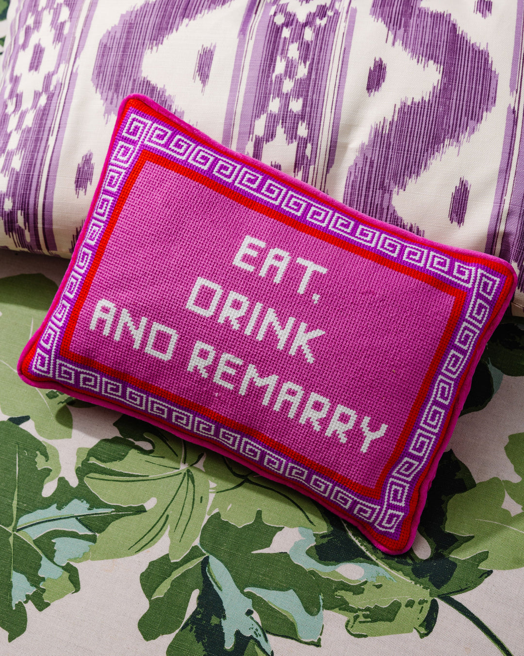 Eat Drink Remarry Needlepoint Pillow