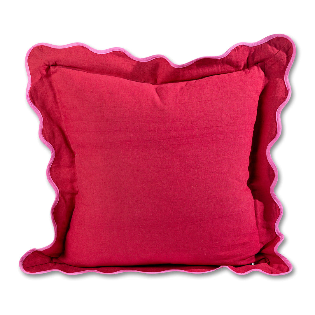 Darcy Linen Pillow - Wine + Neon Pink - Case Only