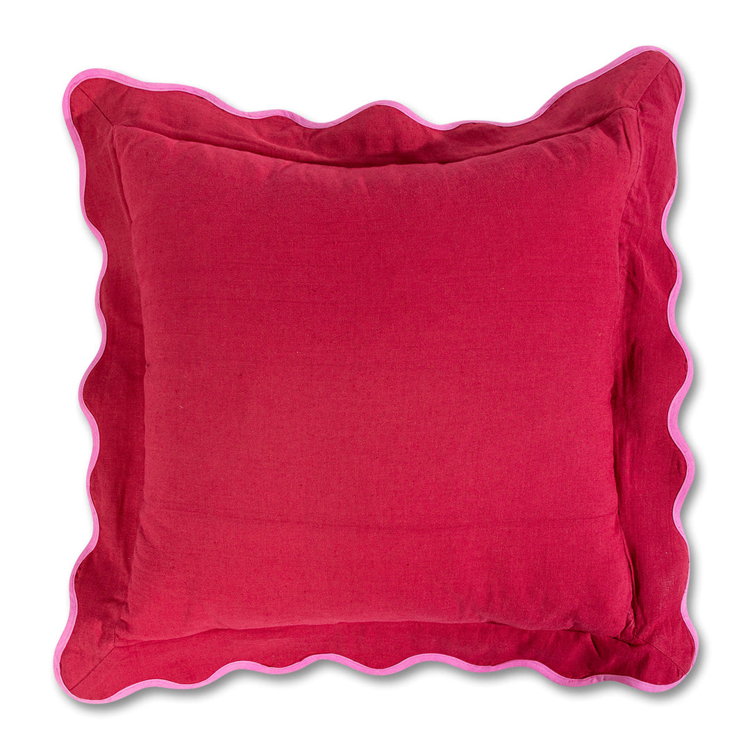 Darcy Linen Pillow - Wine + Neon Pink - Case Only