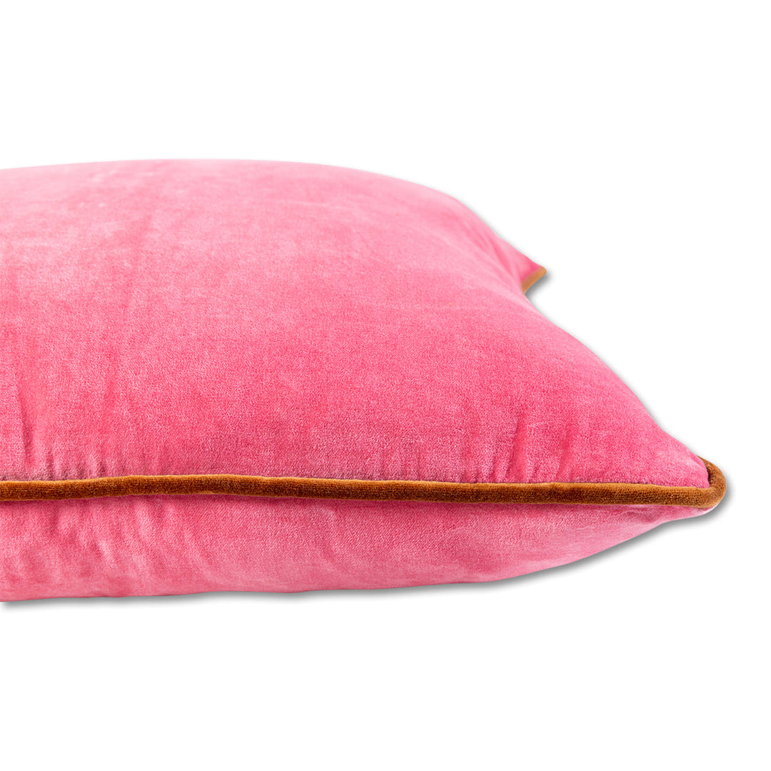 Charliss Velvet Pillow - Light Pink + Rust - Case only