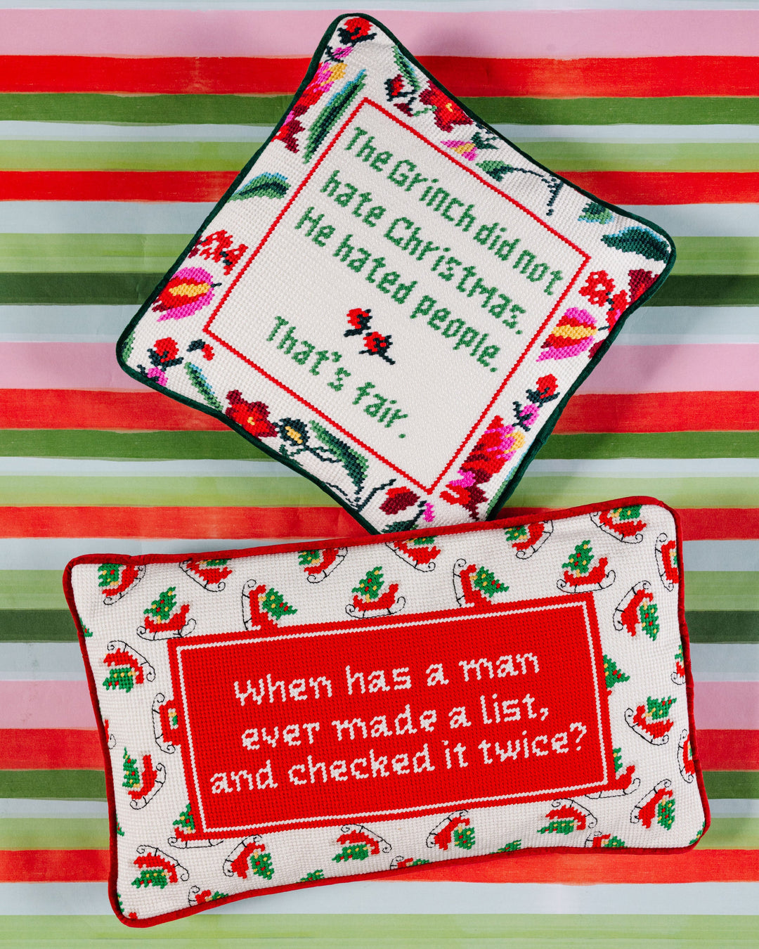 The Grinch Needlepoint Pillow