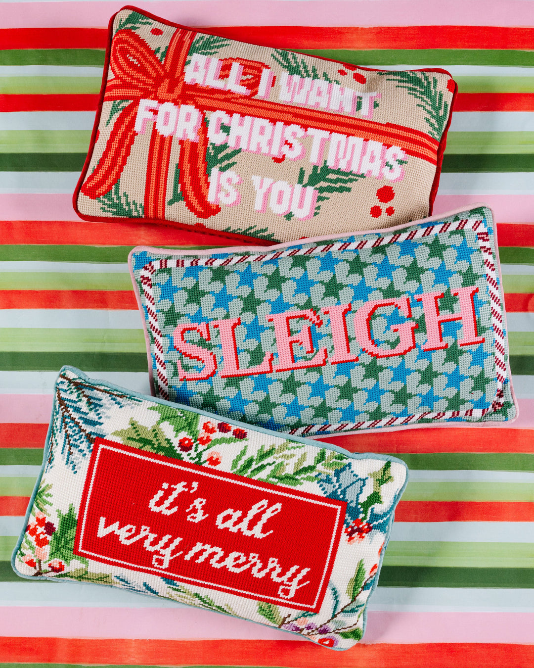 Very Merry Needlepoint Pillow