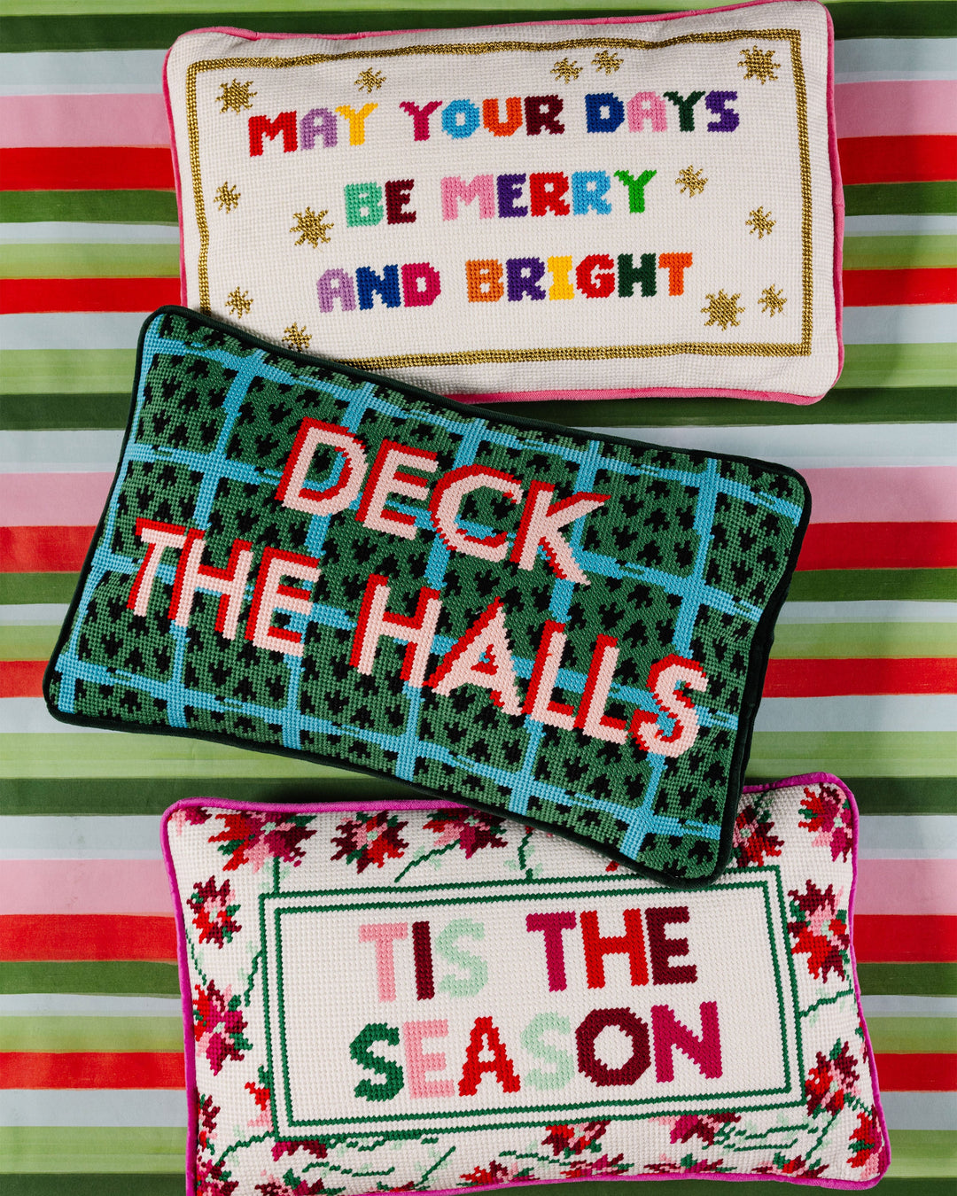 Merry & Bright Needlepoint Pillow