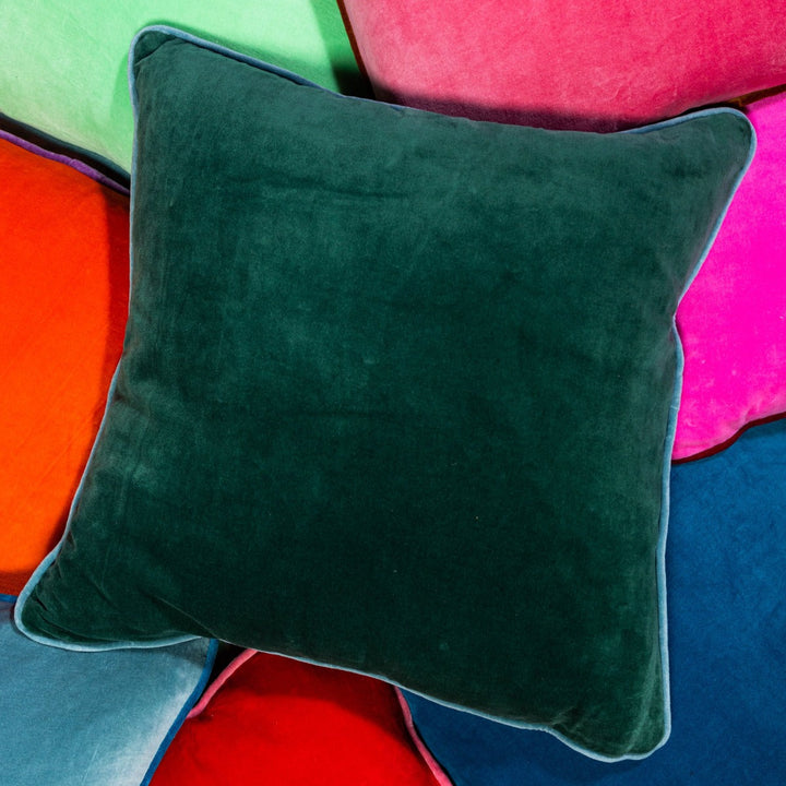 Charliss Velvet Pillow - Green + Aqua - Case Only