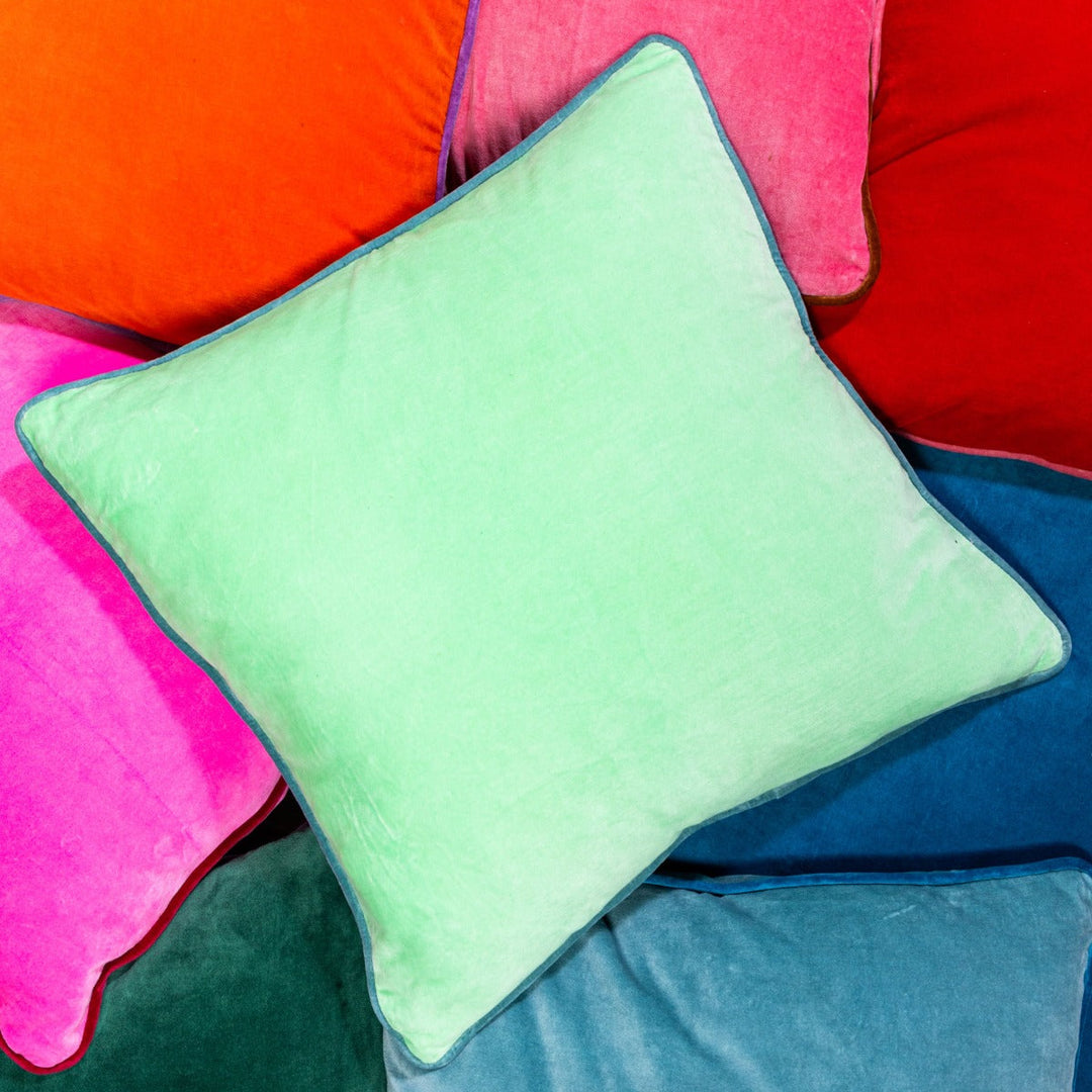 Charliss Velvet Pillow - Mint + Aqua - Case only
