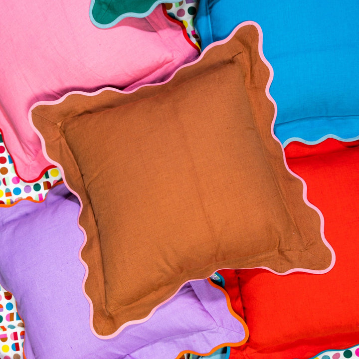 Darcy Linen Pillow - Rust + Light Pink - Case Only