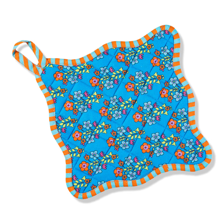 Blue Pot Holder & Oven Mitt