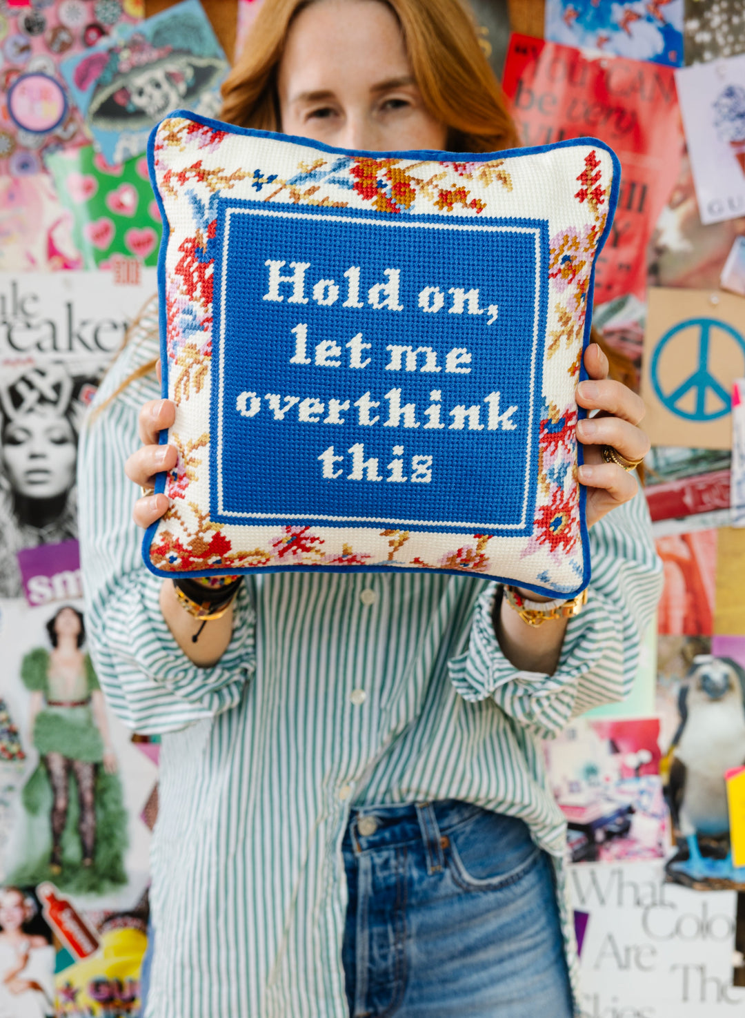 Overthink Needlepoint Pillow