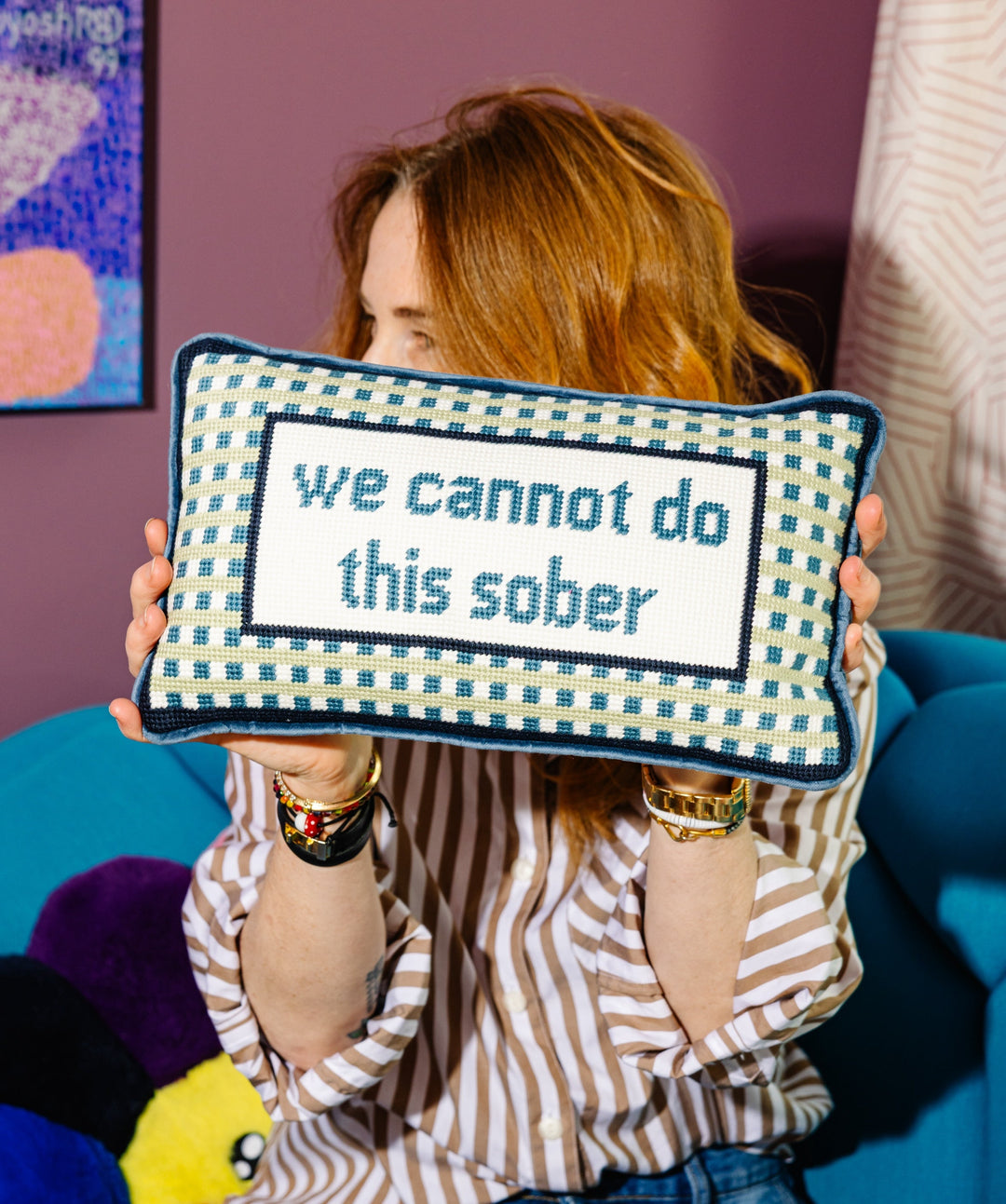 Sober Needlepoint Pillow