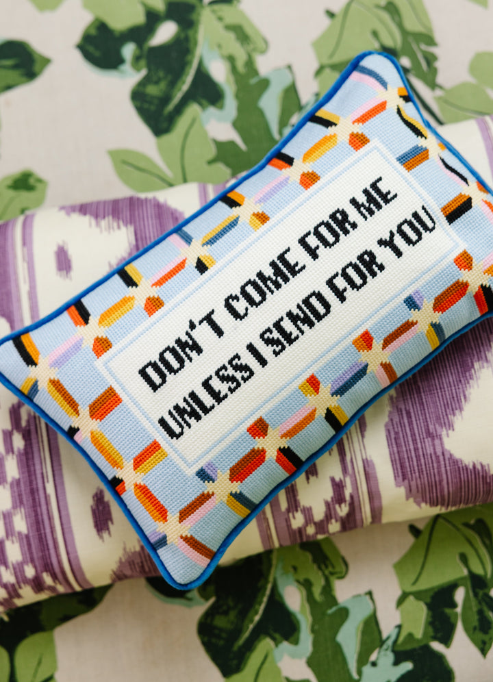 Don't Come For Me Needlepoint Pillow