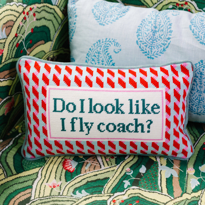 Fly Coach Needlepoint Pillow