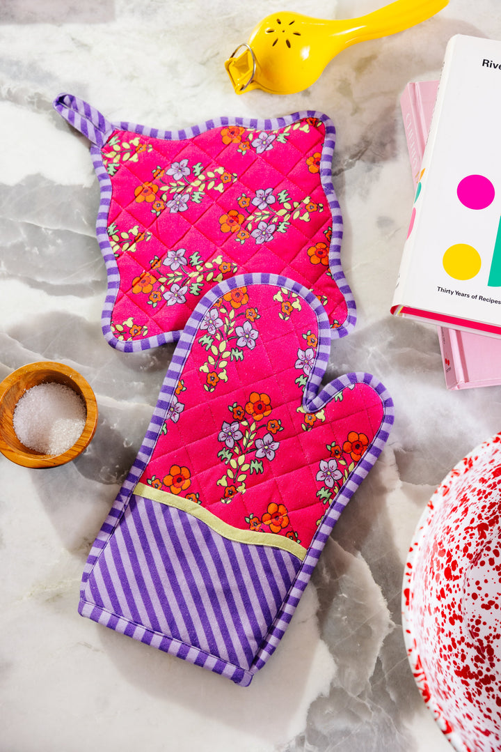 Fuchsia Pot Holder & Oven Mitt