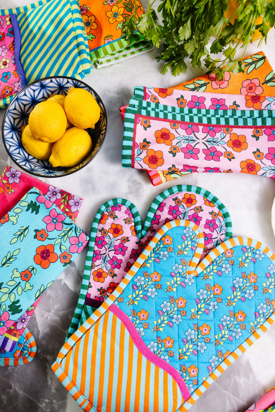 Blue Pot Holder & Oven Mitt