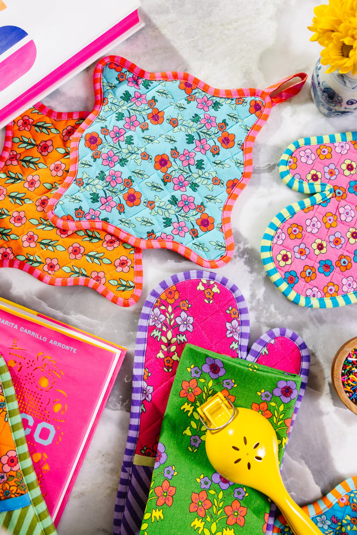 Turquoise Pot Holder & Oven Mitt