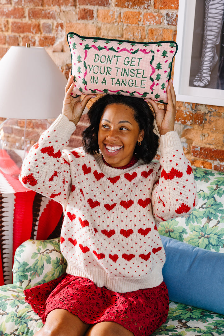 Tinsel in a Tangle Needlepoint Pillow