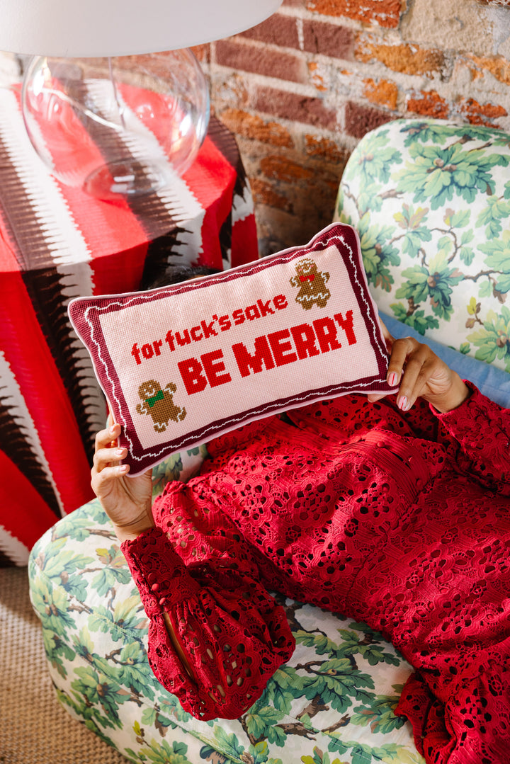 Be Merry Needlepoint Pillow