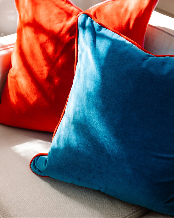 Charliss Velvet Pillow - Peacock + Cherry - Case Only
