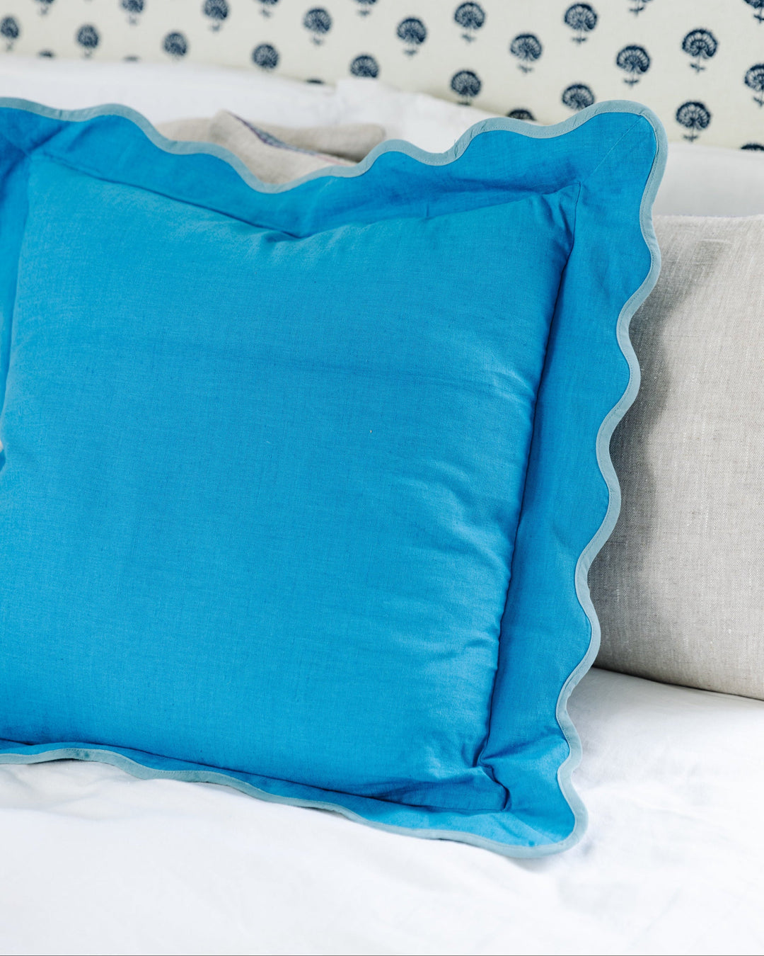 Darcy Linen Pillow - Peacock + Aqua - Case Only