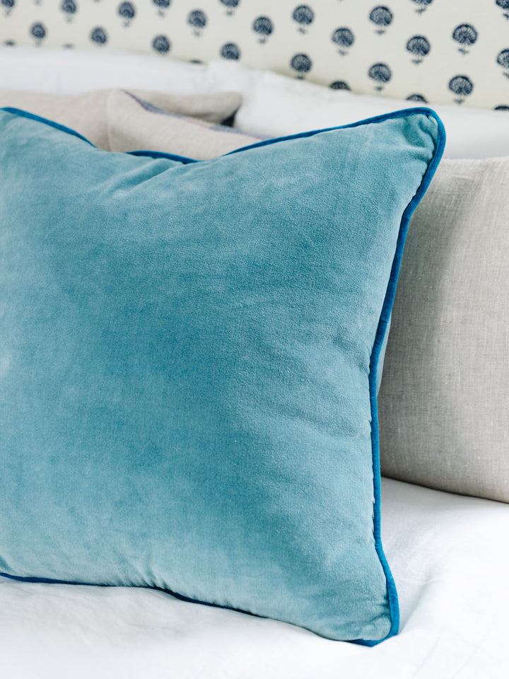 Charliss Velvet Pillow - Aqua + Peacock - Case Only