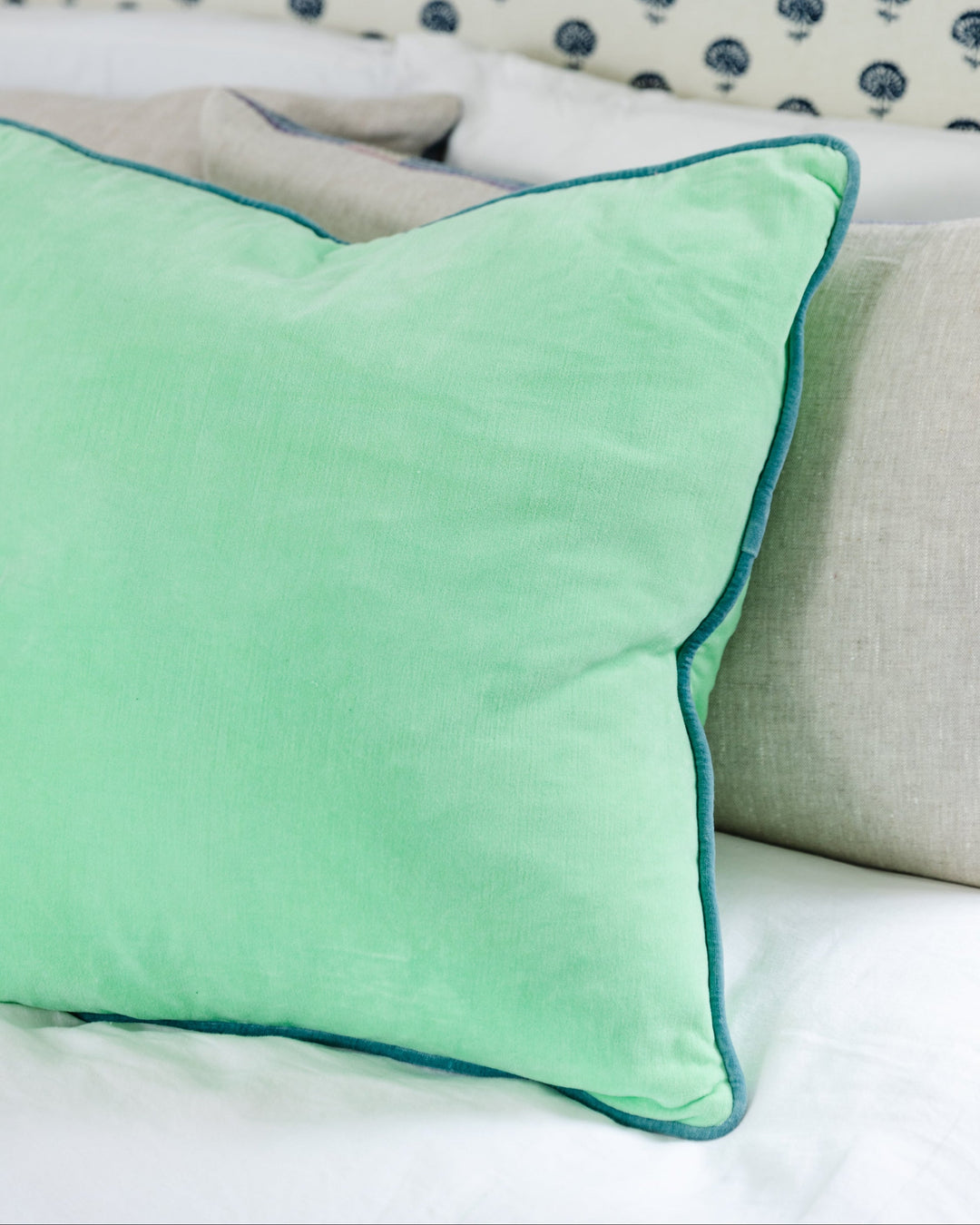 Charliss Velvet Pillow - Mint + Aqua - Case only