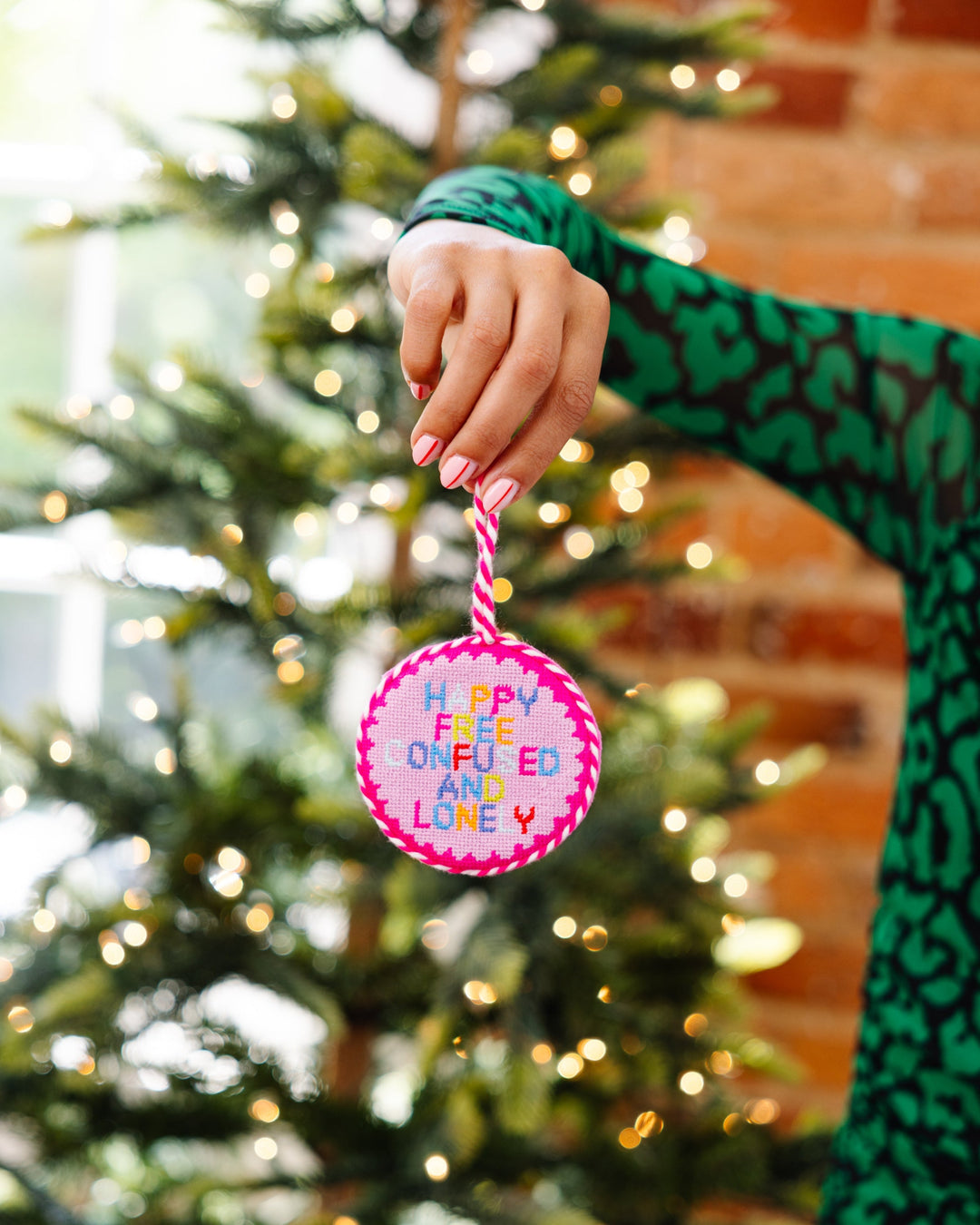 Needlepoint Ornament - Happy & Free