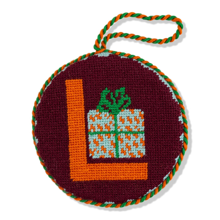 Needlepoint Monogram Ornament - L