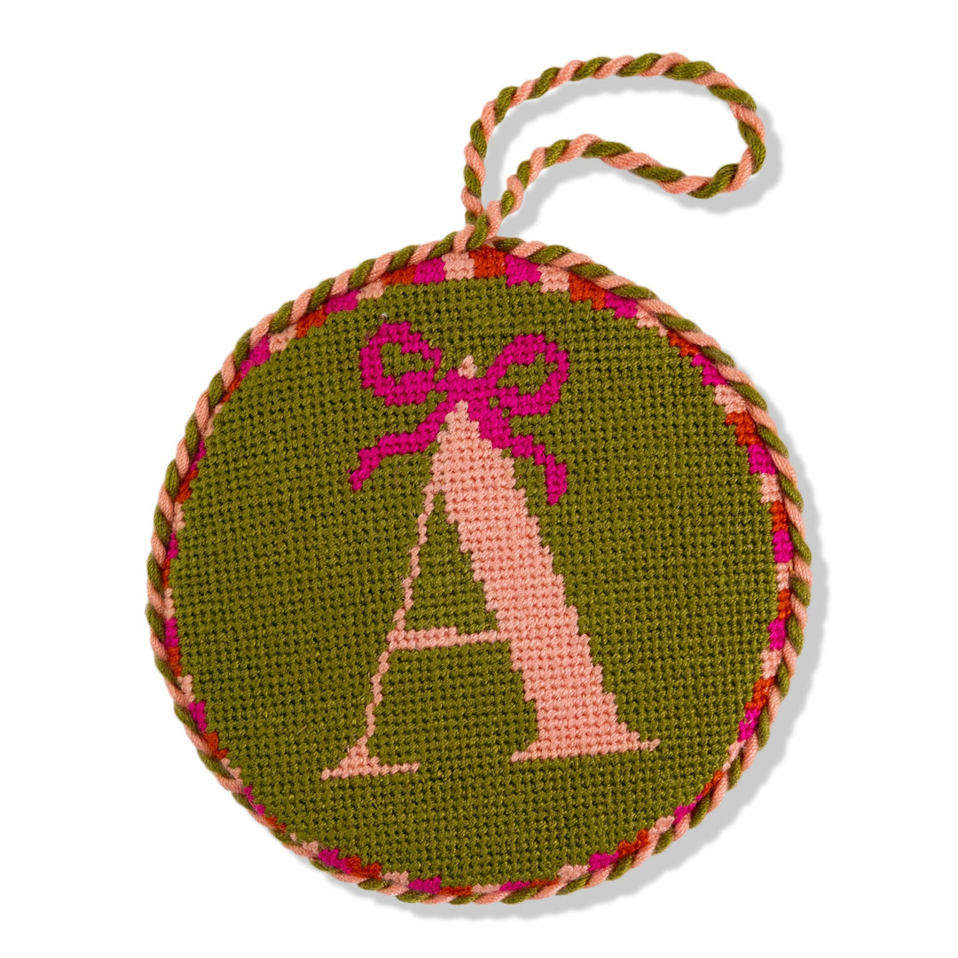 Needlepoint Monogram Ornament - A
