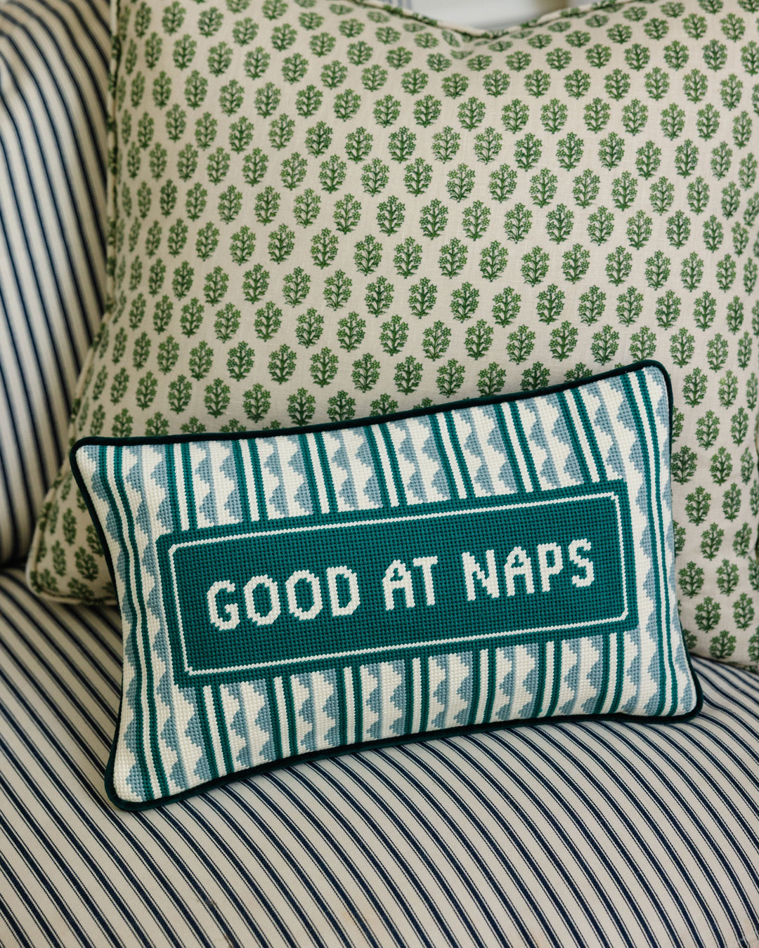 Good at Naps Needlepoint Pillow