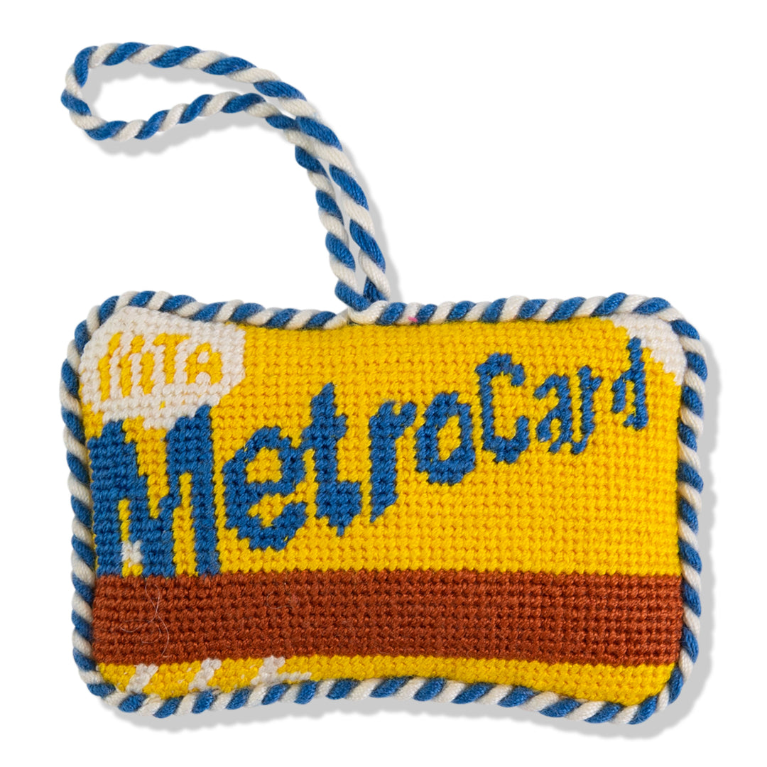 Needlepoint Icon Ornament - Metro Card