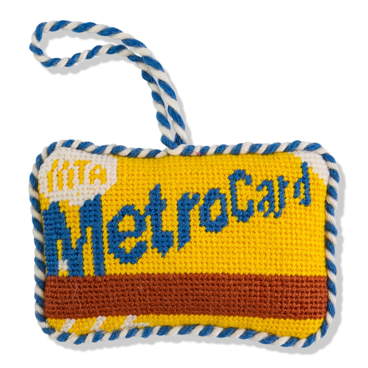 Needlepoint Icon Ornament - Metro Card