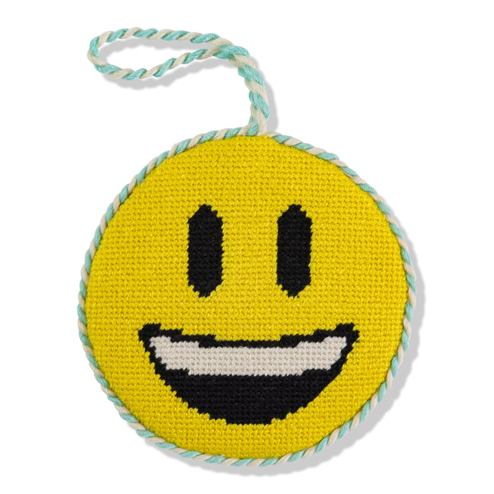 Needlepoint Icon Ornament - Smiley Face Emoji