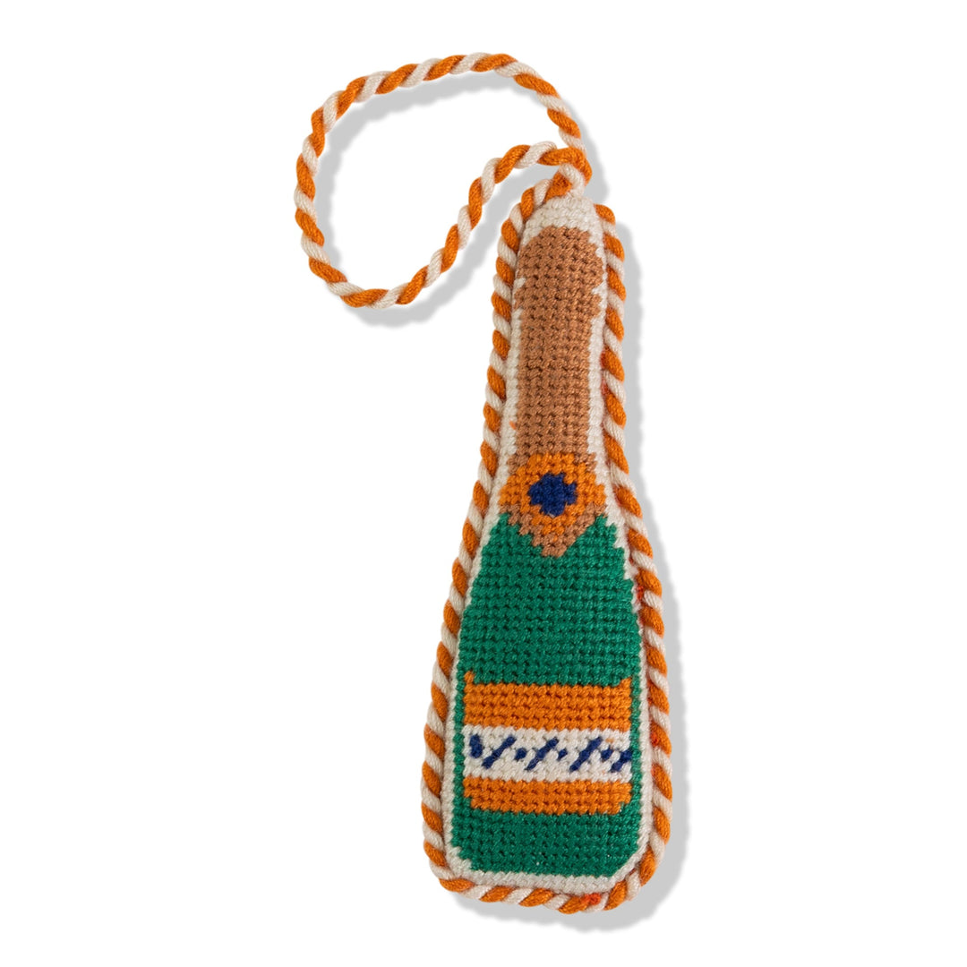 Needlepoint Icon Ornament - Champagne Bottle