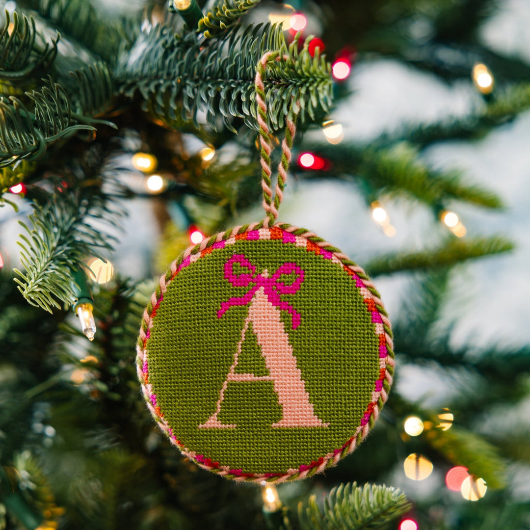 Needlepoint Monogram Ornament - A