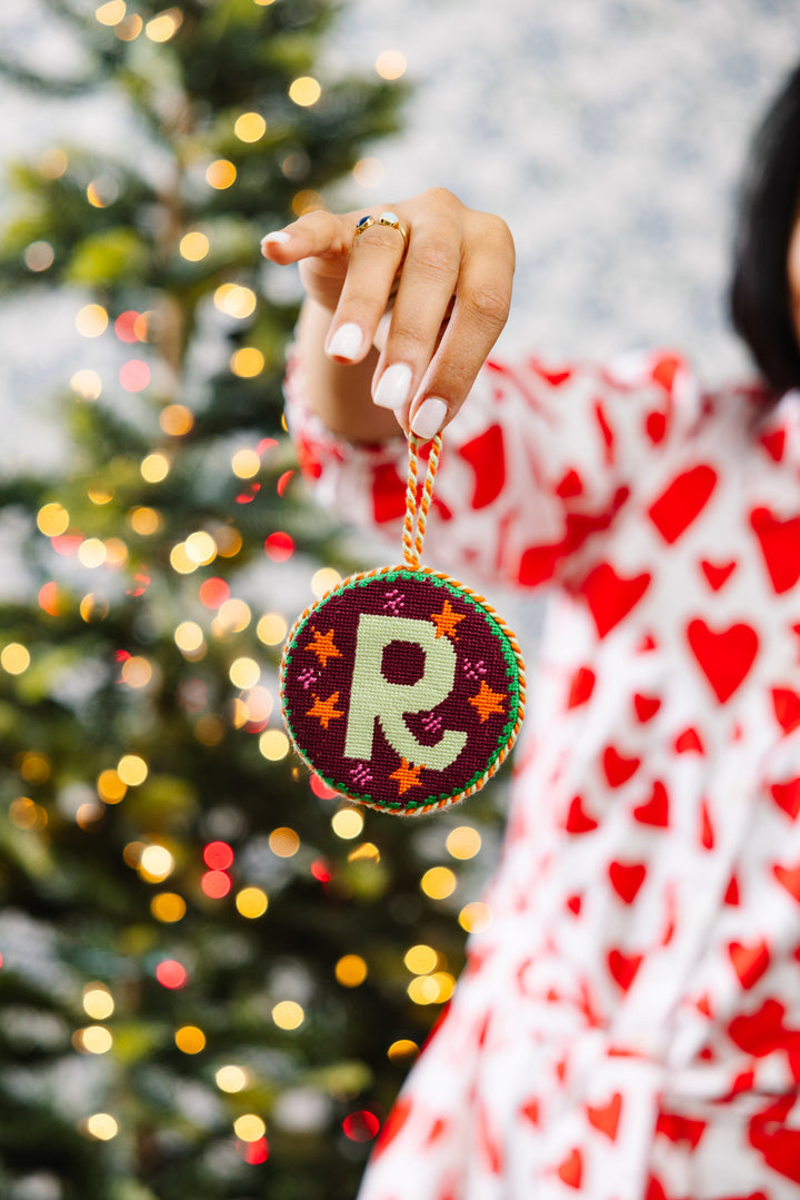 Needlepoint Monogram Ornament - R