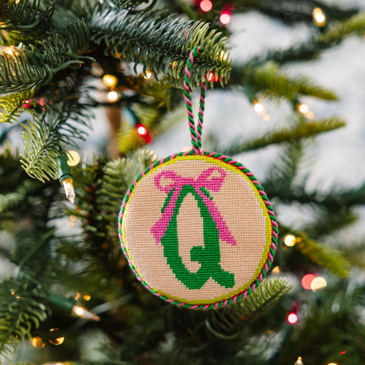 Needlepoint Monogram Ornament - Q