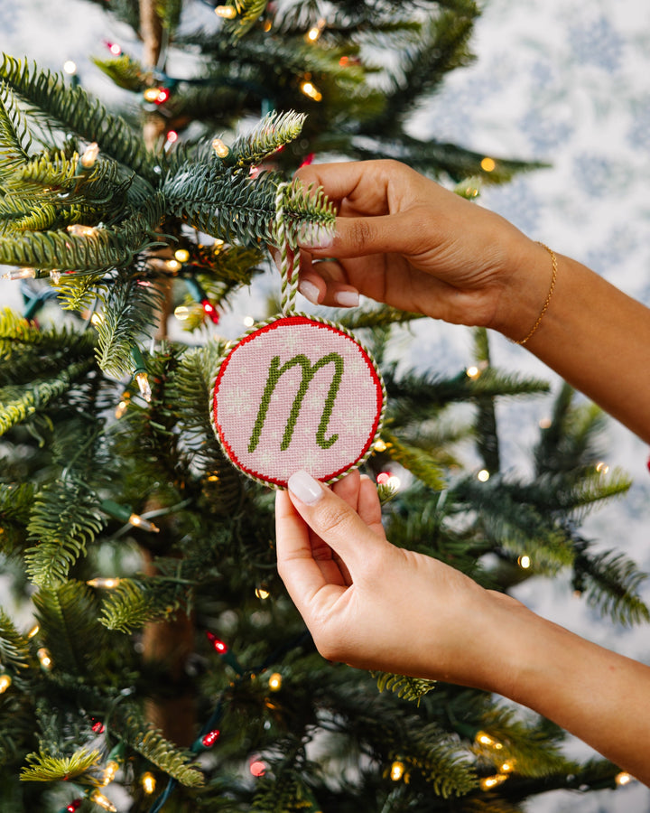 Needlepoint Monogram Ornament - M