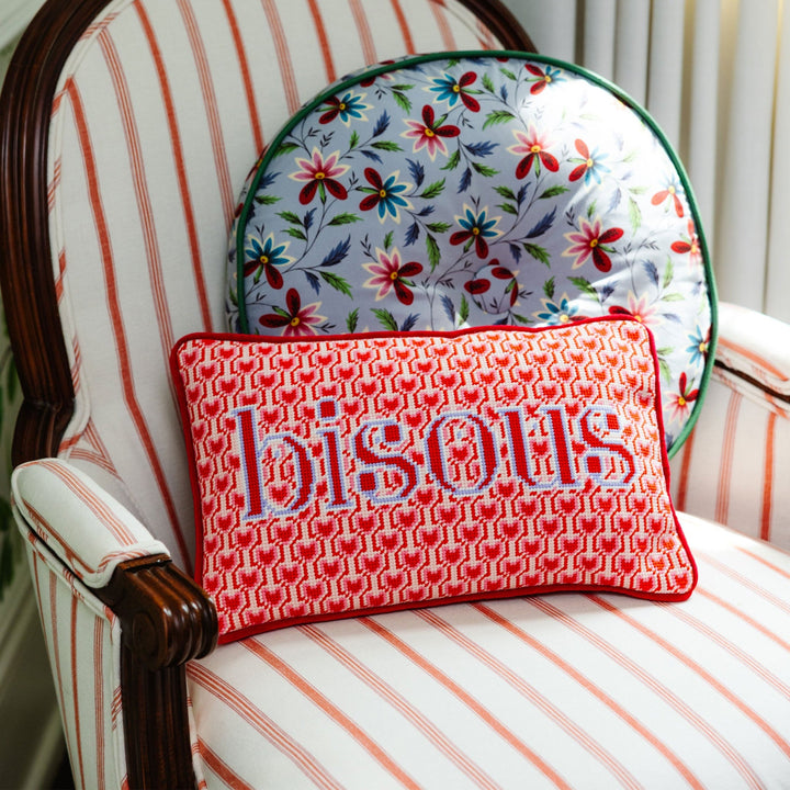 Bisous Needlepoint Pillow