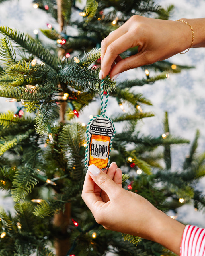 Needlepoint Icon Ornament - Happy Pills