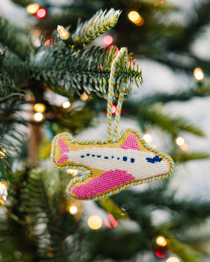 Needlepoint Icon Ornament  - Airplane