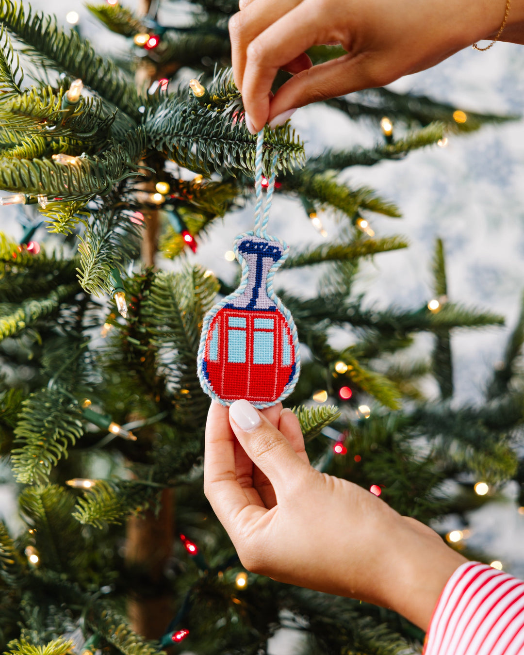 Needlepoint Icon Ornament - Ski Lift