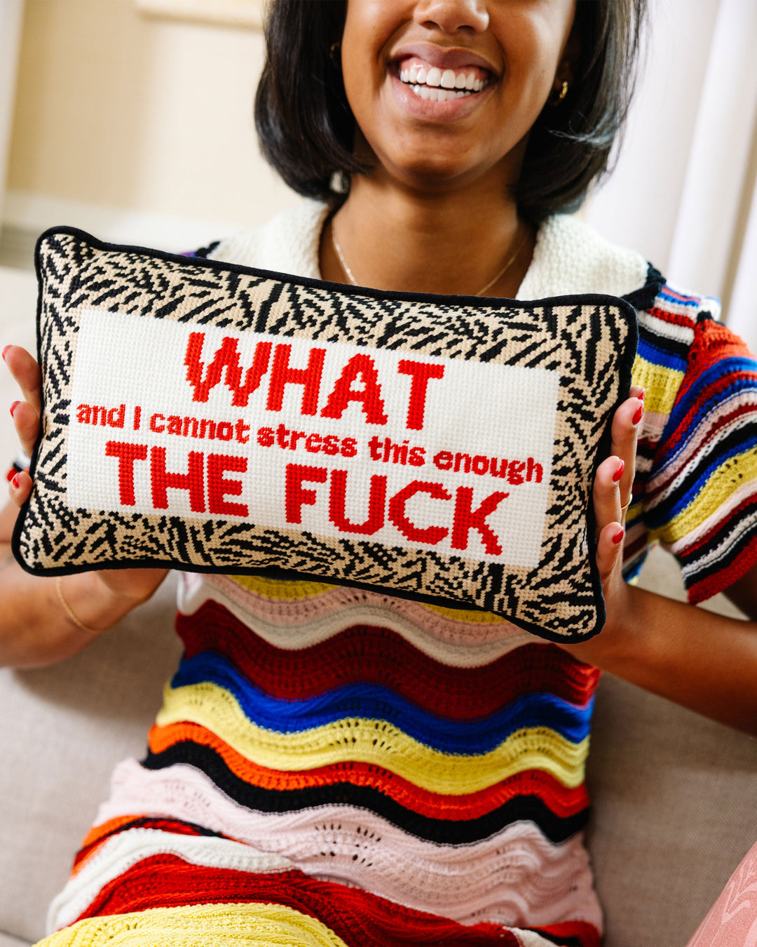 WTF Needlepoint Pillow