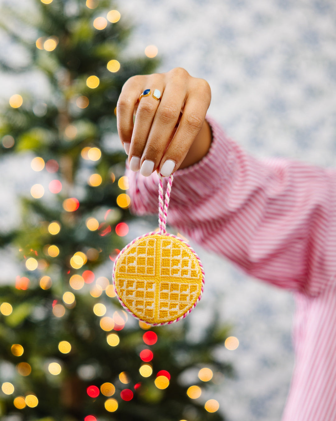 Needlepoint Icon Ornament - Waffle