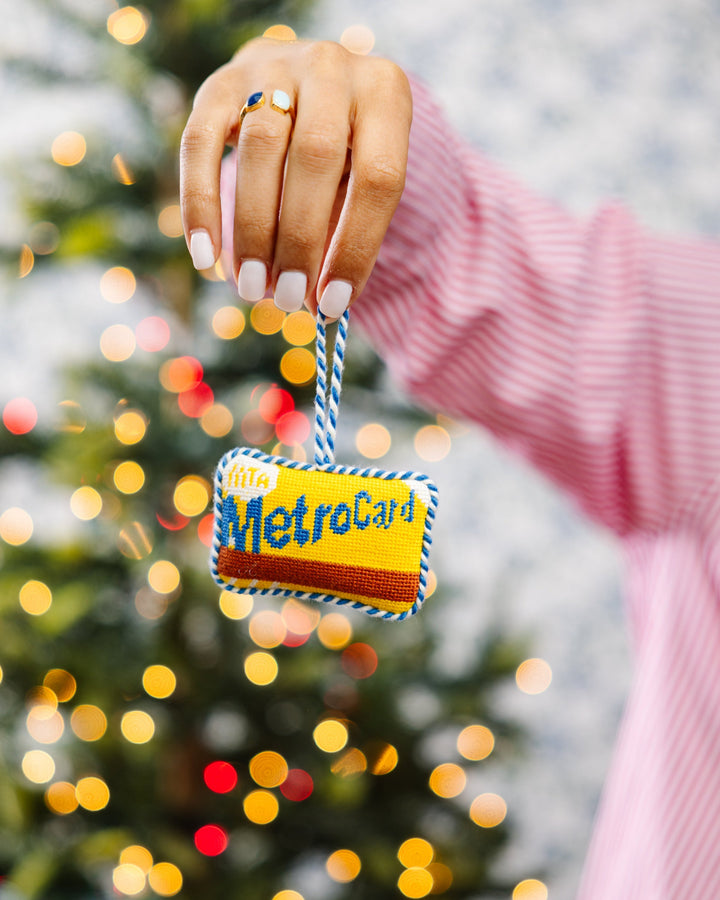 Needlepoint Icon Ornament - Metro Card