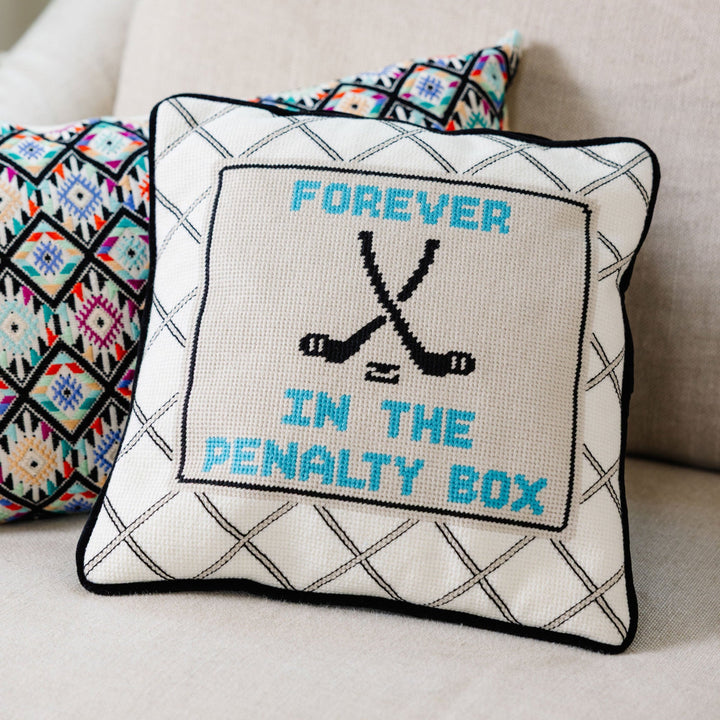 Penalty Box Needlepoint Pillow
